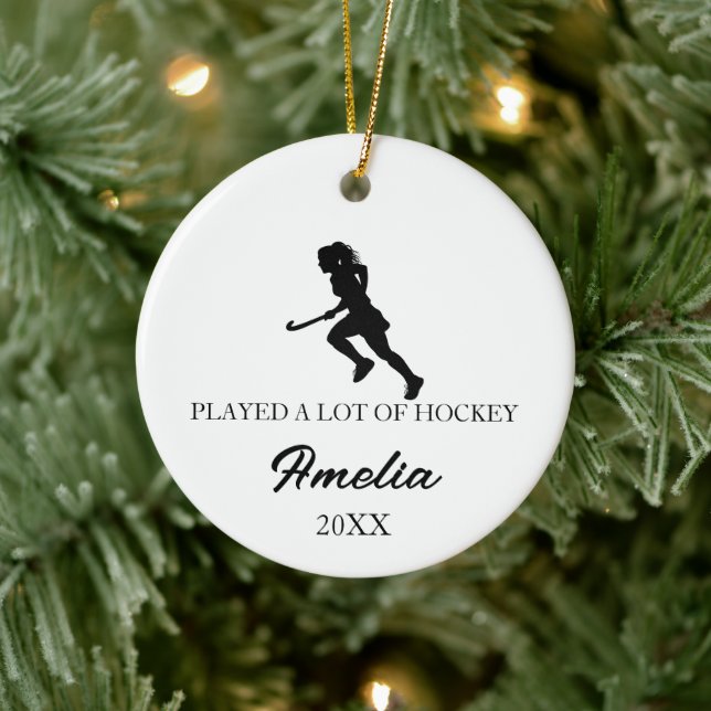 Personalized Hockey Ornament, Custom Sports  Ceramic Ornament (Tree)