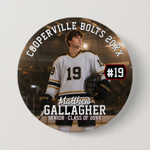 Personalized Hockey Photo Button