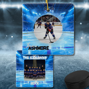 Personalized Hockey Photo Ceramic Ornament