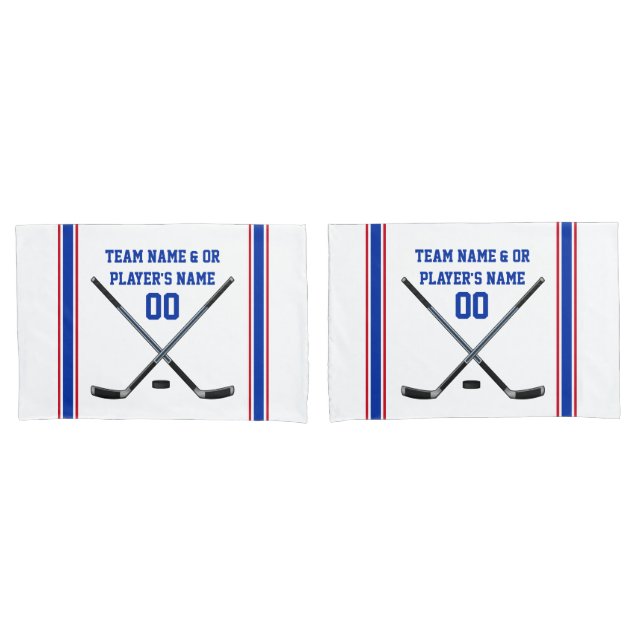 Personalized Hockey Pillow Case Set or Buy One (Front-Set)