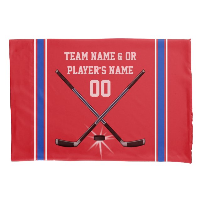 Personalized Hockey Pillow Case with Name, Number (Front)