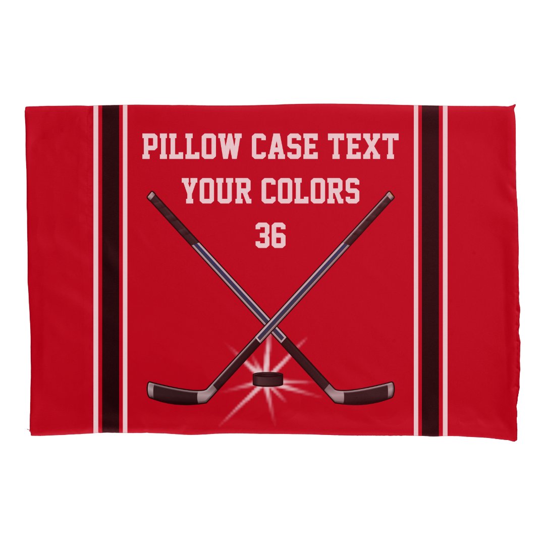 Personalized Hockey Pillow Case, Your TEXT, COLORS Pillow Case Zazzle