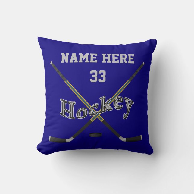 Personalized Hockey Pillow, Your TEXT and COLORS Throw Pillow (Front)