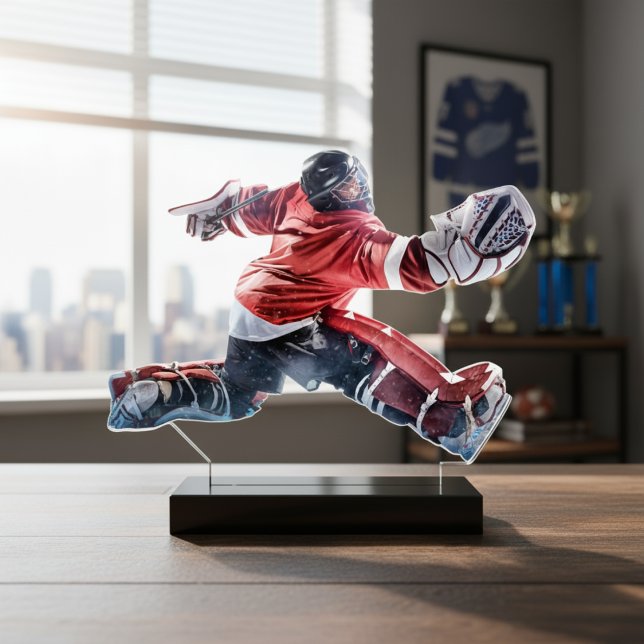 Personalized Hockey Player Acrylic Photo Statuette (Personalized Hockey Player Acrylic Photo Statuette)