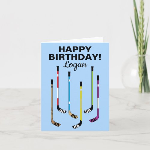 Personalized Hockey Player Birthday Hockey Sticks Card