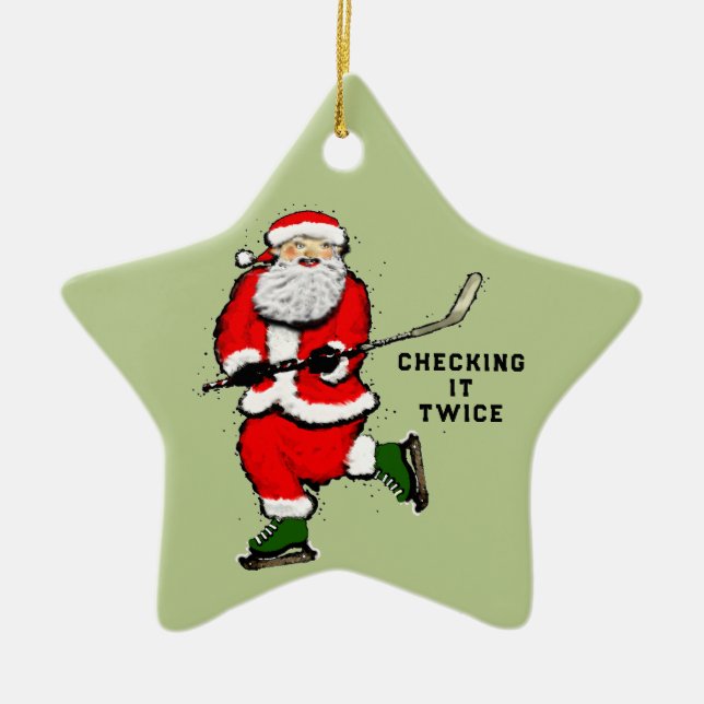 Personalized Hockey Player Ceramic Ornament (Front)