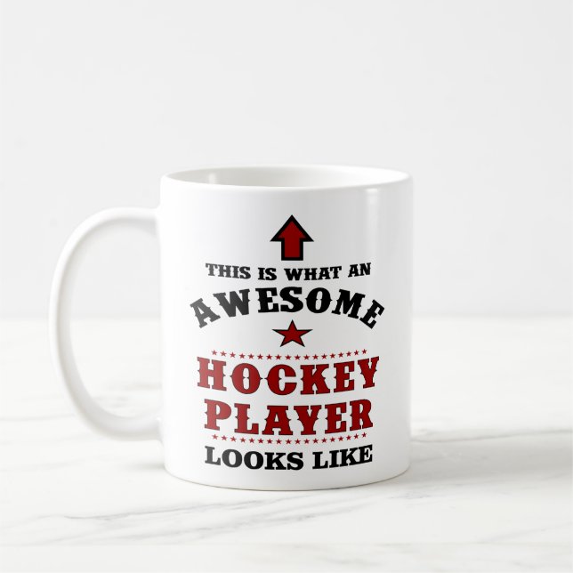 Personalized Hockey Player Gift Coffee Mug (Left)