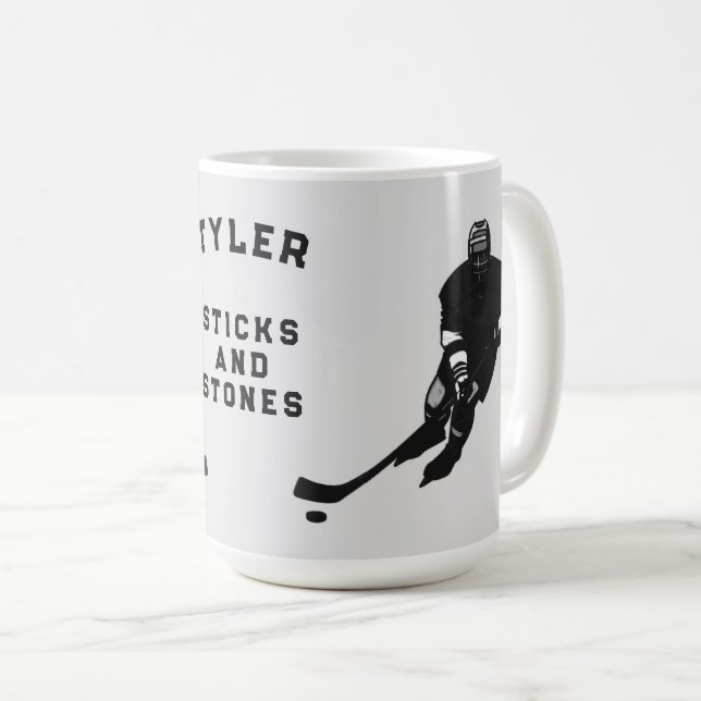 Personalized hockey player gift ideas coffee mug (Front Right)