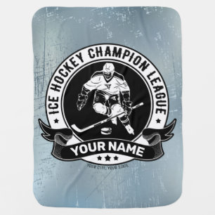 Personalized Hockey Player Ice Rink Team Athlete  Baby Blanket