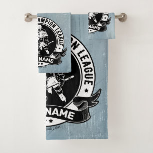 Personalized Hockey Player Ice Rink Team Athlete  Bath Towel Set