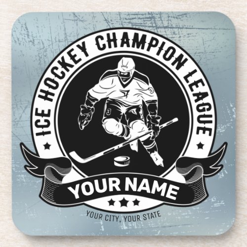 Personalized Hockey Player Ice Rink Team Athlete Beverage Coaster