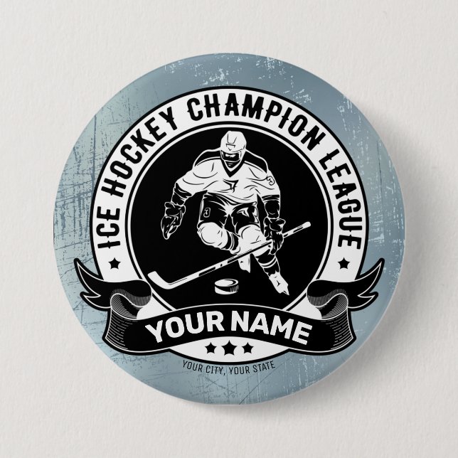 Personalized Hockey Player Ice Rink Team Athlete Button (Front)