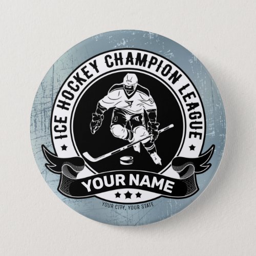 Personalized Hockey Player Ice Rink Team Athlete Button