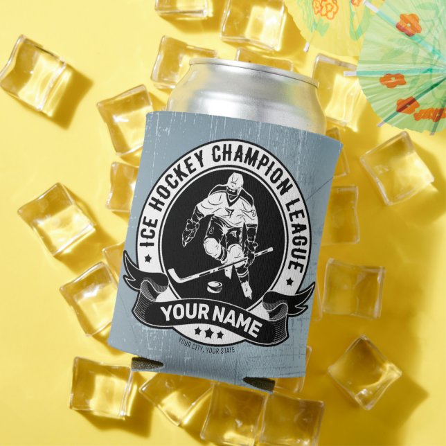 Personalized Hockey Player Ice Rink Team Athlete Can Cooler (In Situ Summer)