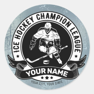 Personalized Hockey Player Ice Rink Team Athlete Classic Round Sticker