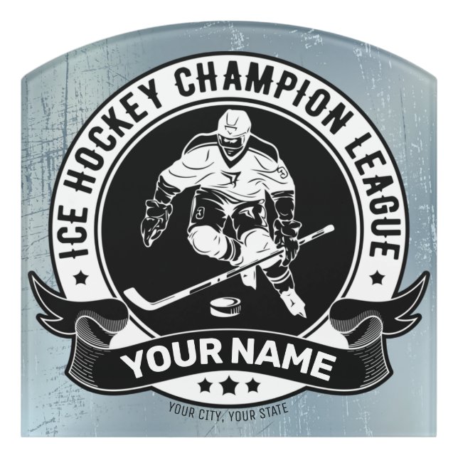 Personalized Hockey Player Ice Rink Team Athlete  Door Sign (Contour Front)