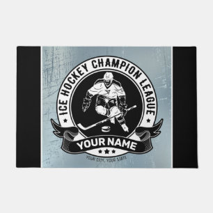 Personalized Hockey Player Ice Rink Team Athlete  Doormat