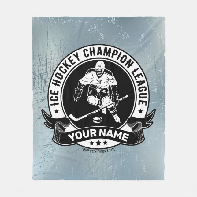 Personalized Hockey Player Ice Rink Team Athlete  Fleece Blanket (Front)