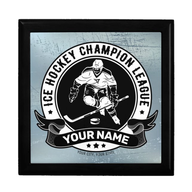 Personalized Hockey Player Ice Rink Team Athlete Gift Box (Front)