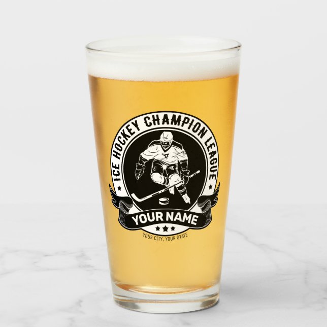 Personalized Hockey Player Ice Rink Team Athlete  Glass (Front Filled)