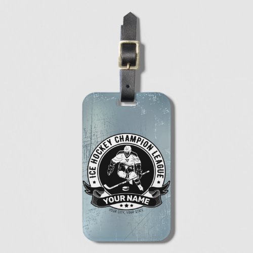Personalized Hockey Player Ice Rink Team Athlete  Luggage Tag