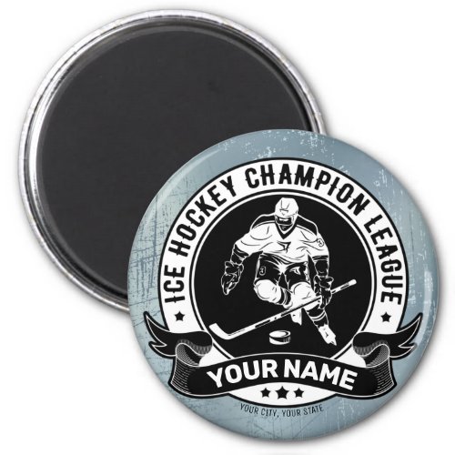Personalized Hockey Player Ice Rink Team Athlete  Magnet