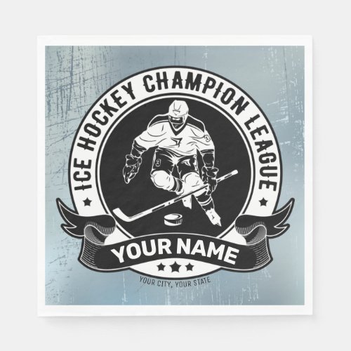 Personalized Hockey Player Ice Rink Team Athlete  Napkins