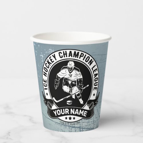Personalized Hockey Player Ice Rink Team Athlete  Paper Cups