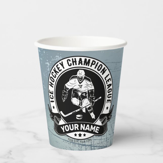 Personalized Hockey Player Ice Rink Team Athlete  Paper Cups (Front)