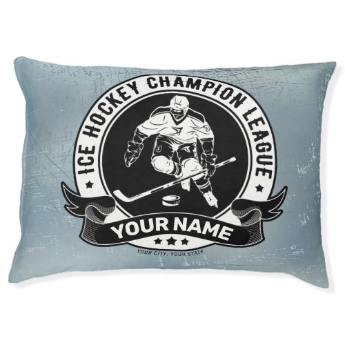 Personalized Hockey Player Ice Rink Team Athlete Pet Bed