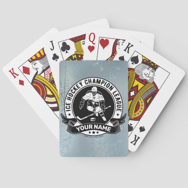 Personalized Hockey Player Ice Rink Team Athlete  Poker Cards (Back)