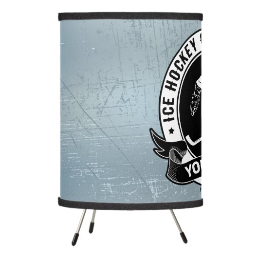 Personalized Hockey Player Ice Rink Team Athlete  Tripod Lamp (Left)