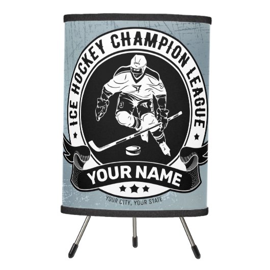 Personalized Hockey Player Ice Rink Team Athlete Tripod Lamp (Front)