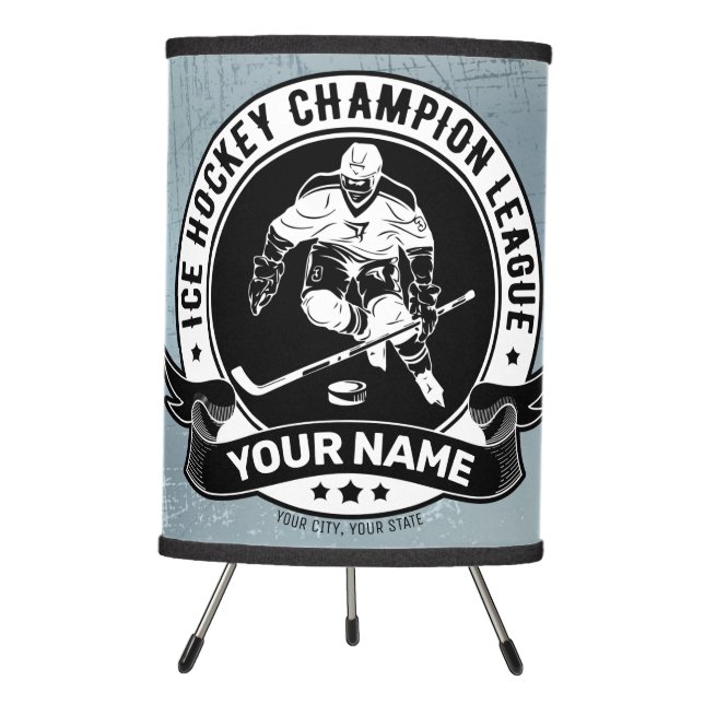 Personalized Hockey Player Ice Rink Team Athlete  Tripod Lamp (Front)