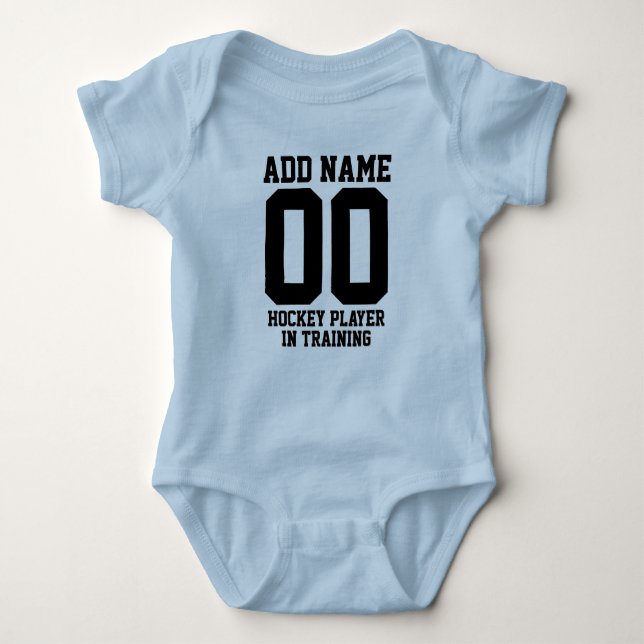 Personalized Hockey Player in Training Baby Bodysuit (Front)