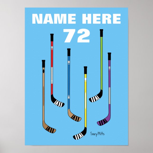 Personalized Hockey Player Name Hockey Sticks Poster (Front)