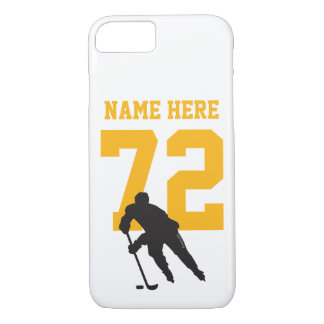 Personalized Hockey Player Name Number black gold iPhone 8/7 Case
