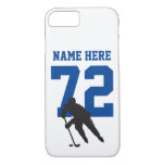 Personalized Hockey Player Name Number Blue Iphone 8/7 Case at Zazzle