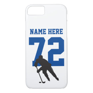 Personalized Hockey Player Name Number Blue iPhone 8/7 Case