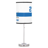 Personalized Hockey Player Name Number Blue Table Lamp (Back)
