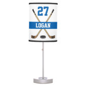 Personalized Hockey Player Name Number Blue Table Lamp (Front)