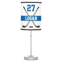 Personalized Hockey Player Name Number Blue Table Lamp Personalized Hockey Player Name Number Blue Table Lamp