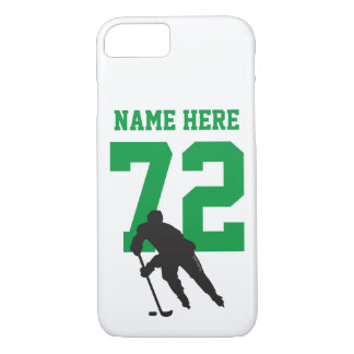Personalized Hockey Player Name Number green black iPhone 8/7 Case