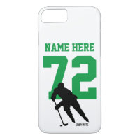 Personalized Hockey Player Name Number green black iPhone 8/7 Case