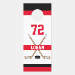 Personalized Hockey Player Name Number Red Room Door Hanger