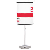 Personalized Hockey Player Name Number Red Table Lamp (Back)
