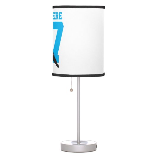 Personalized Hockey Player Name Number Turquoise Table Lamp (Right)