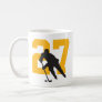 Personalized Hockey Player Number Black Gold Coffee Mug