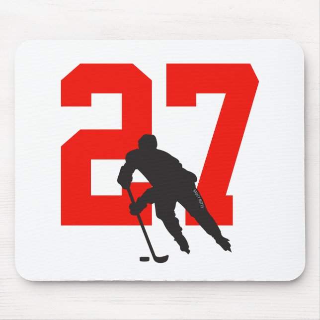 Personalized Hockey Player Number Red Mouse Pad (Front)