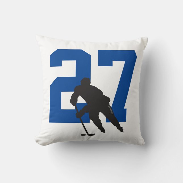 Personalized Hockey Player Number Room Decor Throw Pillow (Front)